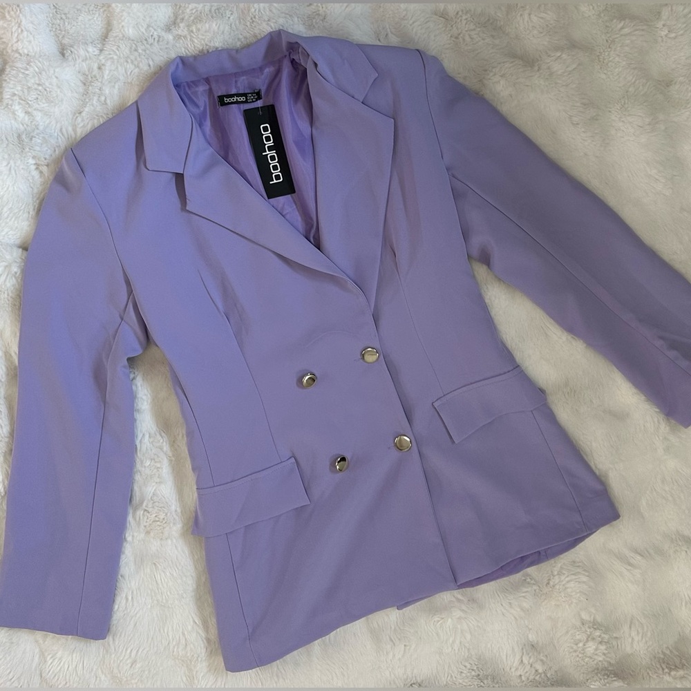 Boohoo Lilac Double Breasted Military Blazer